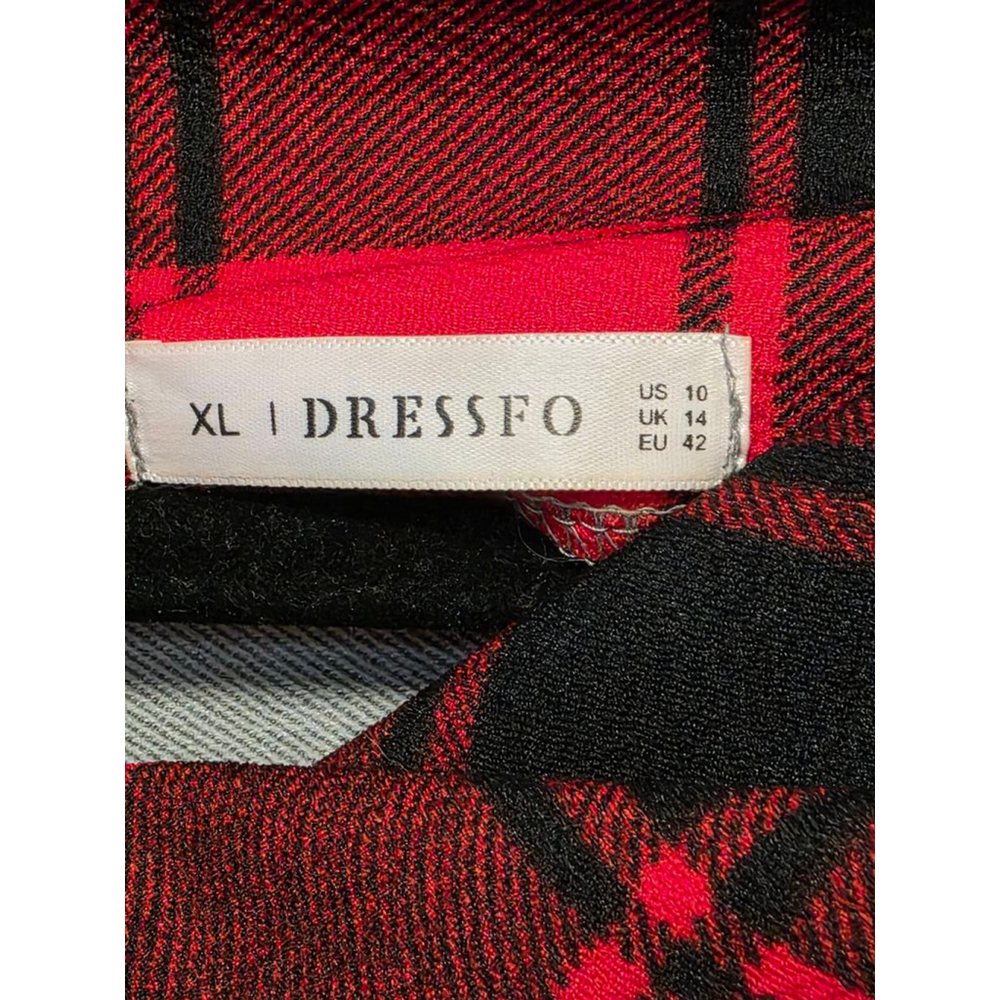 Women's DRESSFO Top Gray &‎ Red Plaid size 10 - Picture 4 of 6